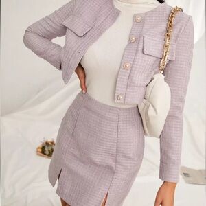 Elegant Lavender Tweed Skirt